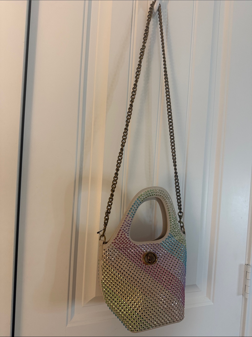 Kurt Geiger Leather Bucket Bag Rainbow Embellishments